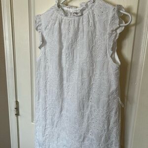 Nanette Lepore White Eyelet Midi Dress 100% Cotton